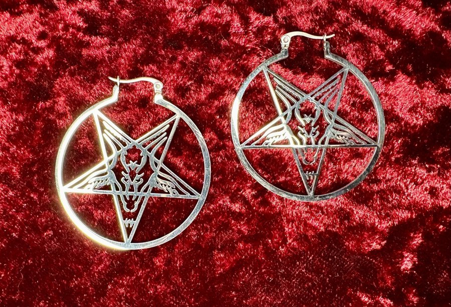 Nya örhängen m pentagram Baphomet Ockult Wicca Metal Goth Satanic Punk