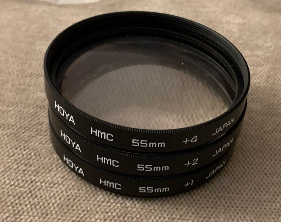 HOYA HMC 55 mm/ +4 +2 och +1 filter Japan
