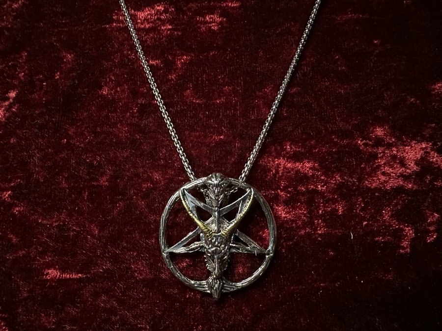 Nytt halsband Pentagram Baphomet Ockult Wicca Stainless Metal Goth Rock Punk Emo