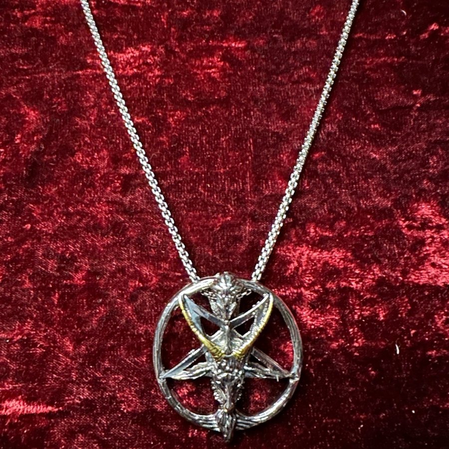 Nytt halsband Pentagram Baphomet Ockult Wicca Stainless Metal Goth Rock Punk Emo