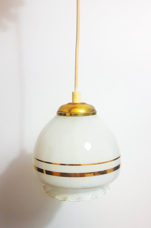 Retro - TAKLAMPA glas lampa med guldinlägg - 1950/60 talet