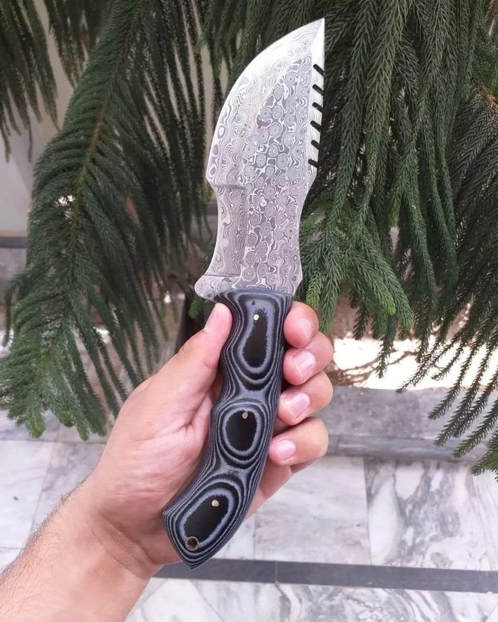 Handmade Damascus Steel Hunting Camping Survival Knife Micarta Handle