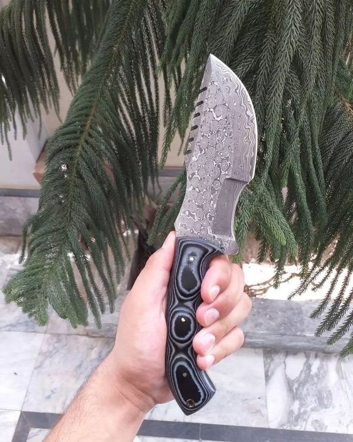 Handmade Damascus Steel Hunting Camping Survival Knife Micarta Handle