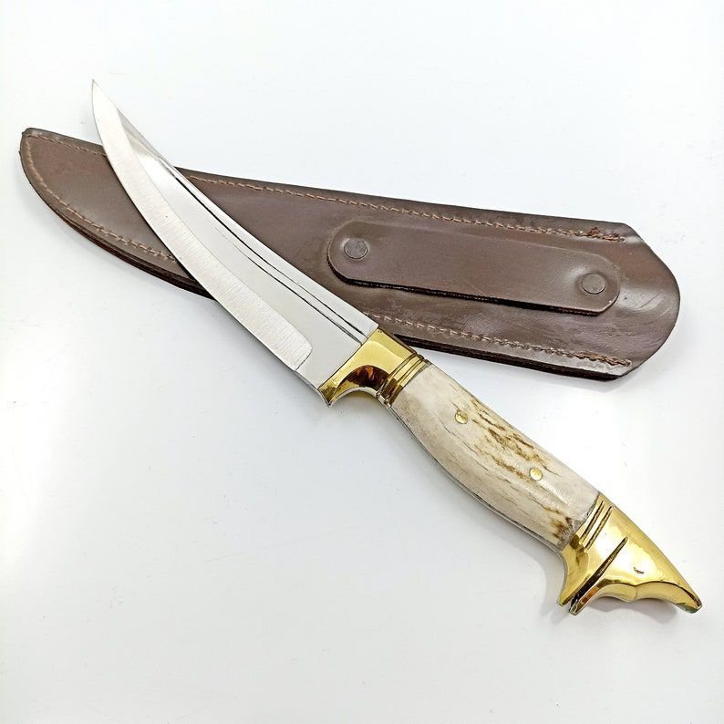 Deer Antler Hunting Knife  Stag Horn Knife  Handmade Custom Knife 