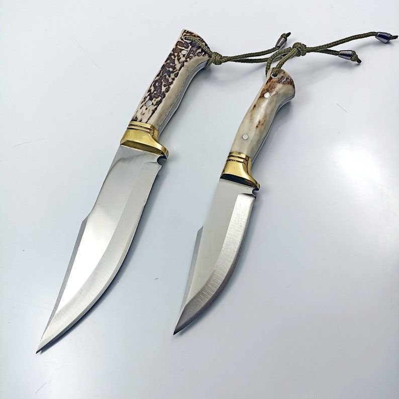 2 Piece Stag Antler Hunting Knife Set Gift For Men Gift For Hunter