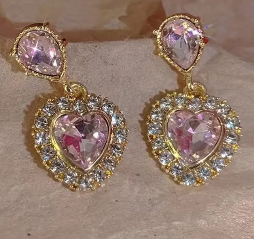 Eleganta örhängen med rosa rhinestones NYA