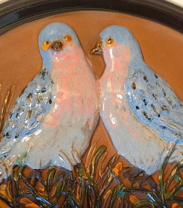 Keramiktavla Gabriel fåglar vintage A182
