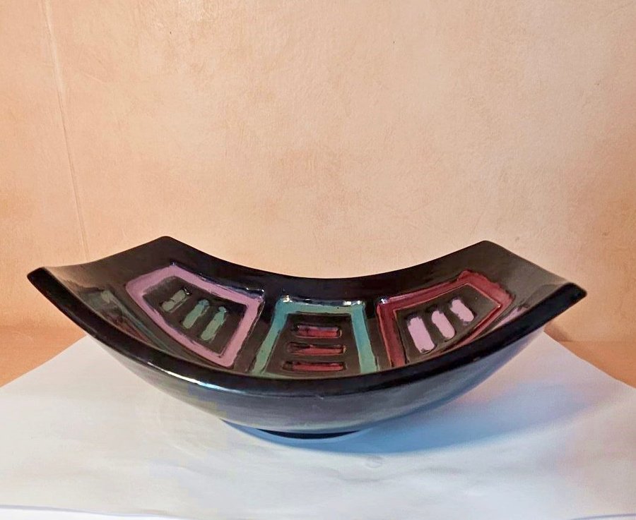 Glaserad keramikskål Harlem från Gabrielverken i Småland vintage 50-tal