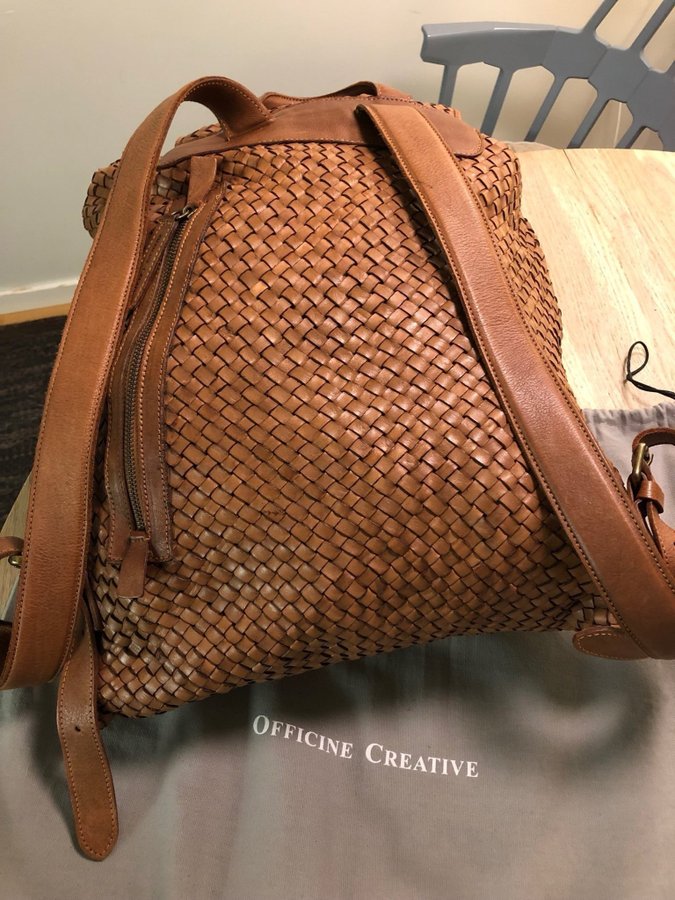 LYX OFFICINE CREATIVE ITALY WOVEN BACKPACK RYGGSÄCK LÄDER ITALIA