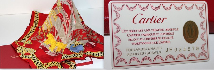 Vintage äkta CARTIER scarf i originalbox inkl äkthetsintyg!