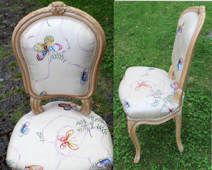 FANTASTISK handgjord stol av viktoriansk mod s k budoir chair!