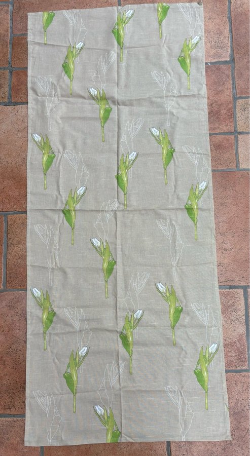 Bordsduk i textil - vita tulpaner - stl: 175x74cm