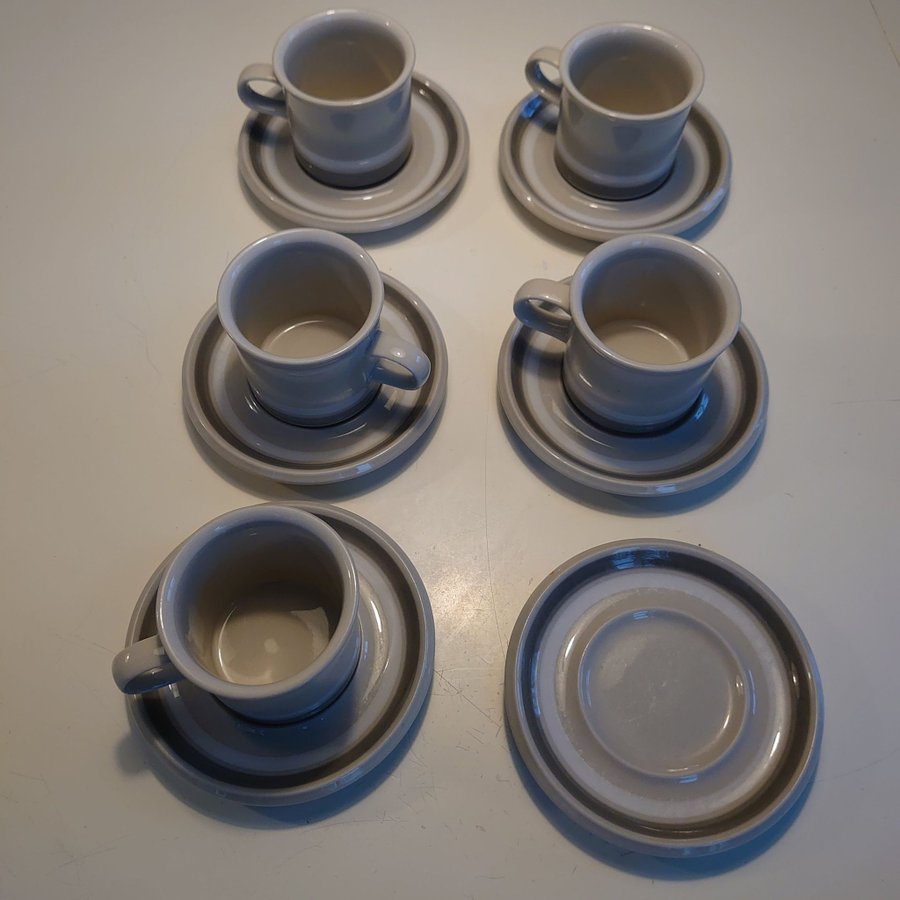 Arabia Salla st 5 kaffekoppar med fat - Retro