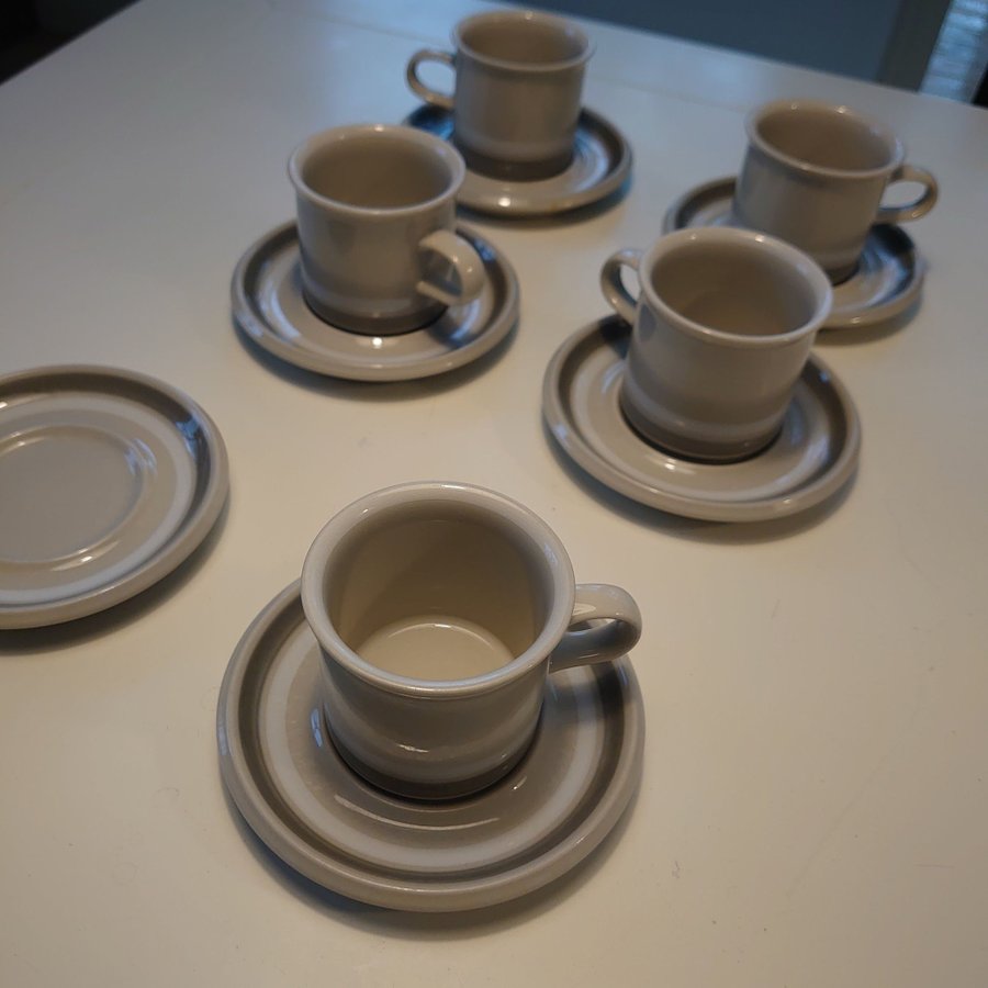 Arabia Salla st 5 kaffekoppar med fat - Retro