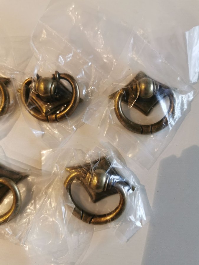 OANVÄNDA 6 ST Möbelhandtag med ring Brons färg