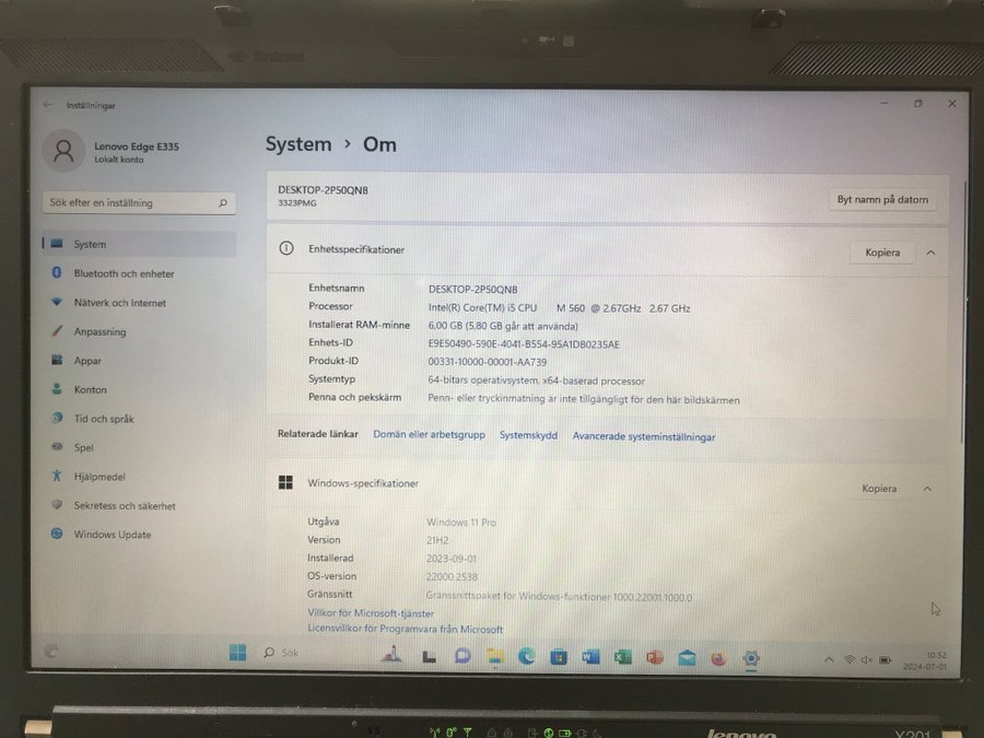 Lenovo ThinkPad X201 laptop bärbar dator