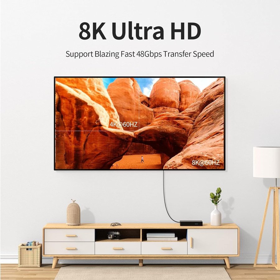 NY 8K HDMI 21 kabel | 1-meter | 8K@60Hz/48Gbps | Guldpläterade kontakter