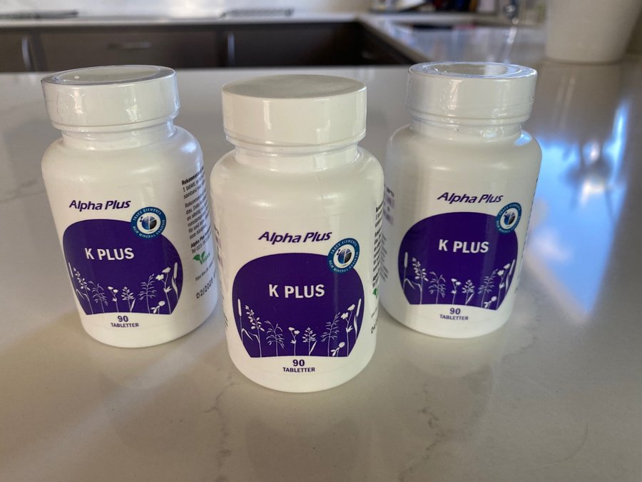 Alpha Plus K Plus kalium A-vitamin niacin kosttillskott 3 st á 90 tabletter