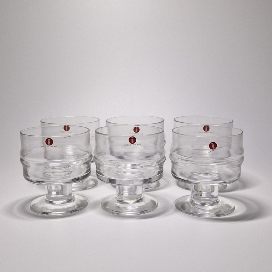 6 st iittala "Droppring" glas i originalförpackning design:Timo Sarpaneva 1965