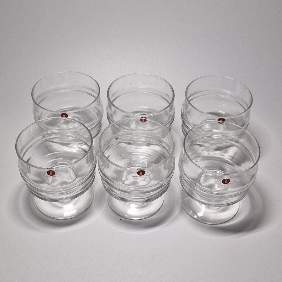 6 st iittala "Droppring" glas i originalförpackning design:Timo Sarpaneva 1965