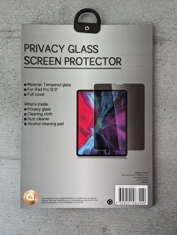 iPad Pro 129" tum Skärmskydd av integritetsglas med Privacy