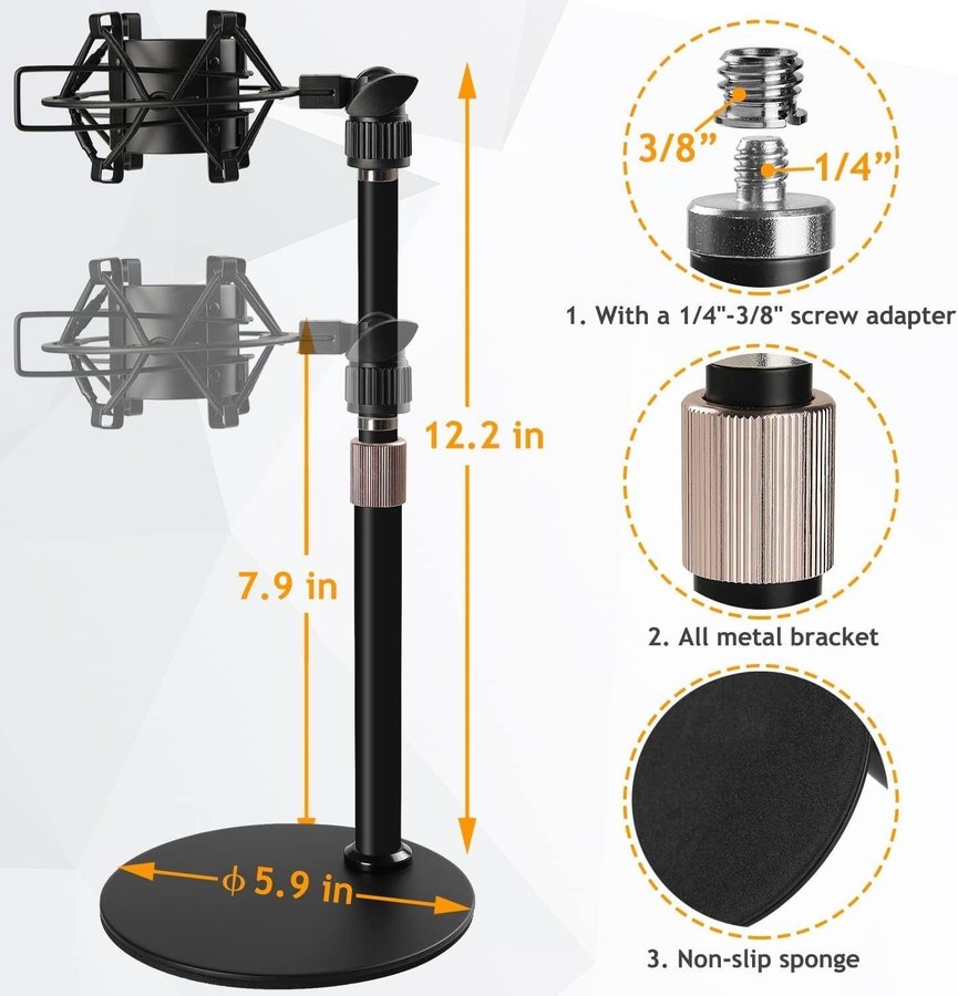 NY Audio Technica AT2020/35/2500X mik-hållare med pop filter | Ordpris 329kr