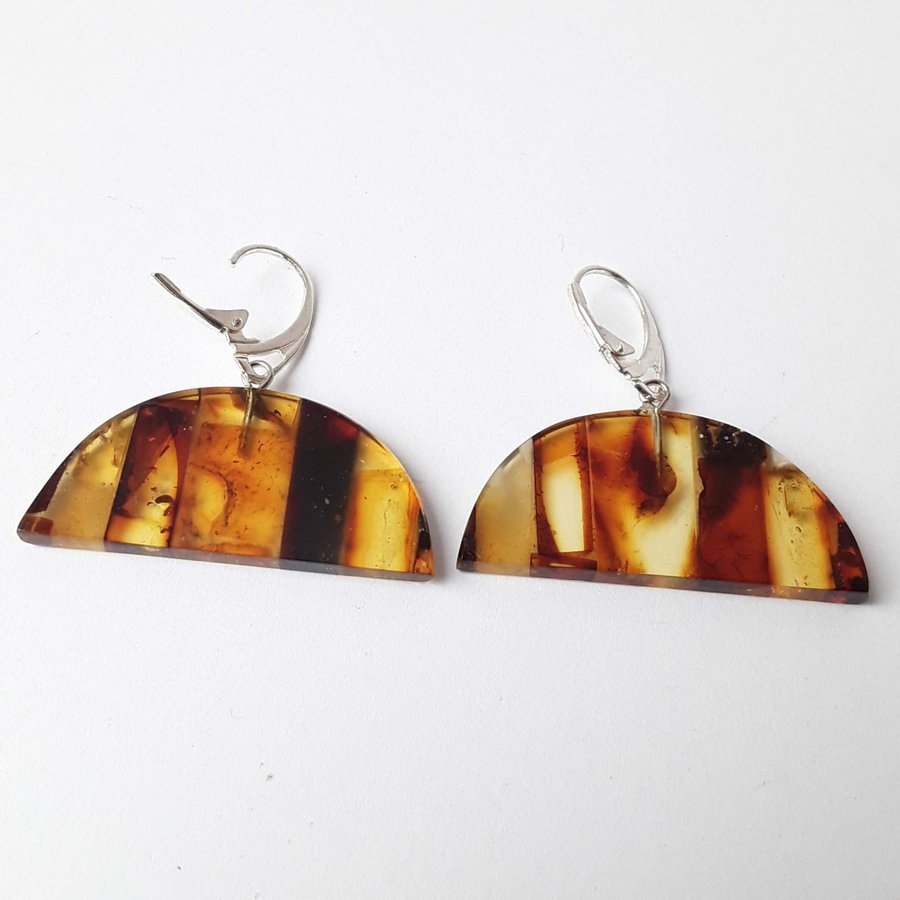 Baltic amber gem mosaic dangle earrings Colorful hanging earrings womens jewelry