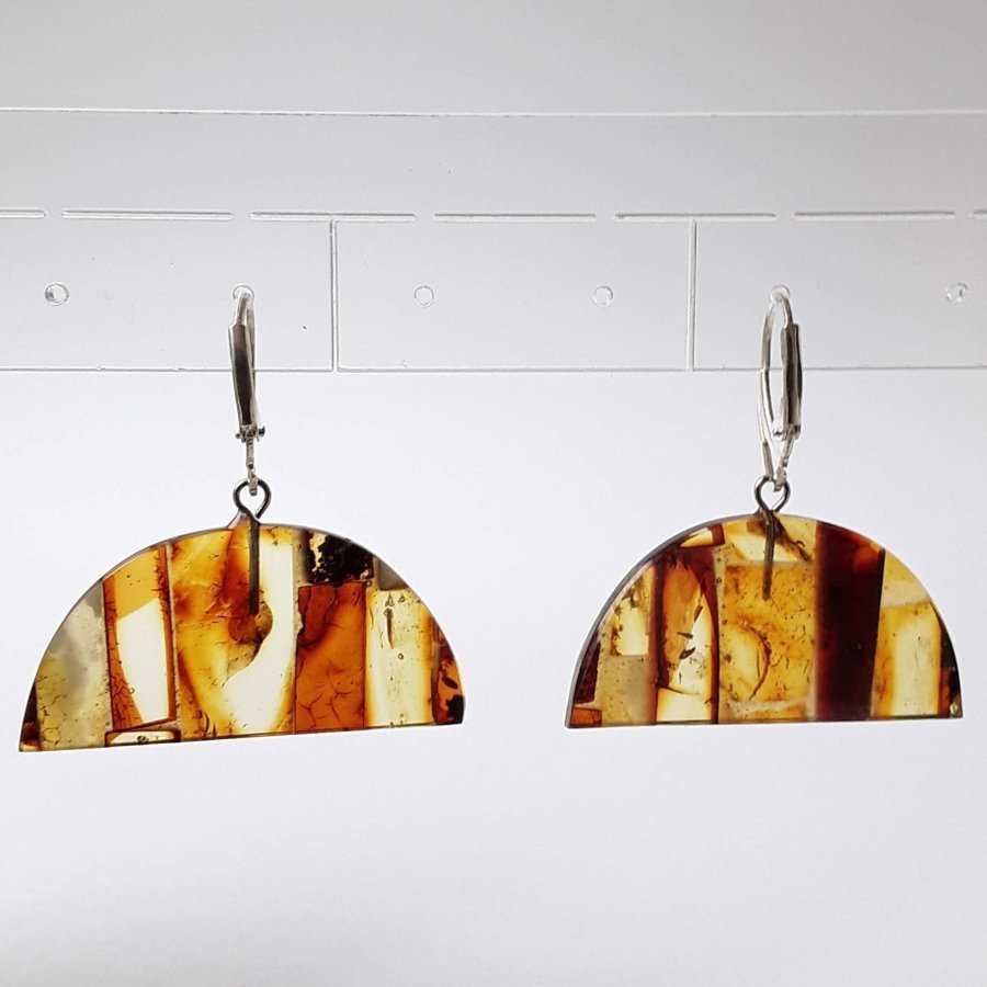 Baltic amber gem mosaic dangle earrings Colorful hanging earrings womens jewelry