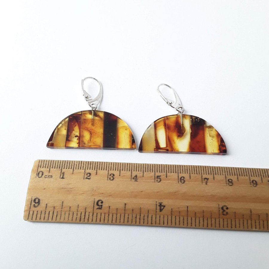 Baltic amber gem mosaic dangle earrings Colorful hanging earrings womens jewelry