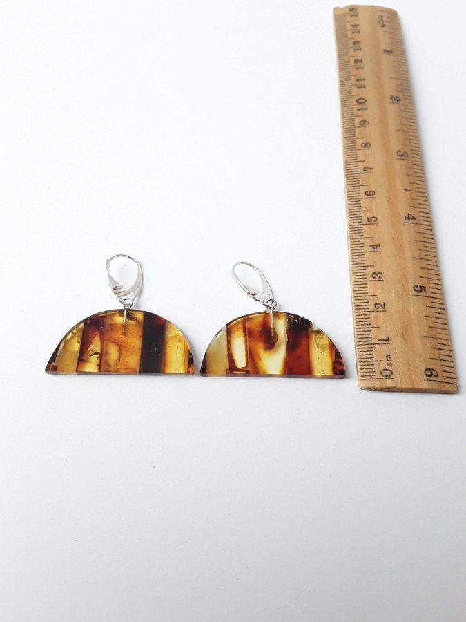 Baltic amber gem mosaic dangle earrings Colorful hanging earrings womens jewelry