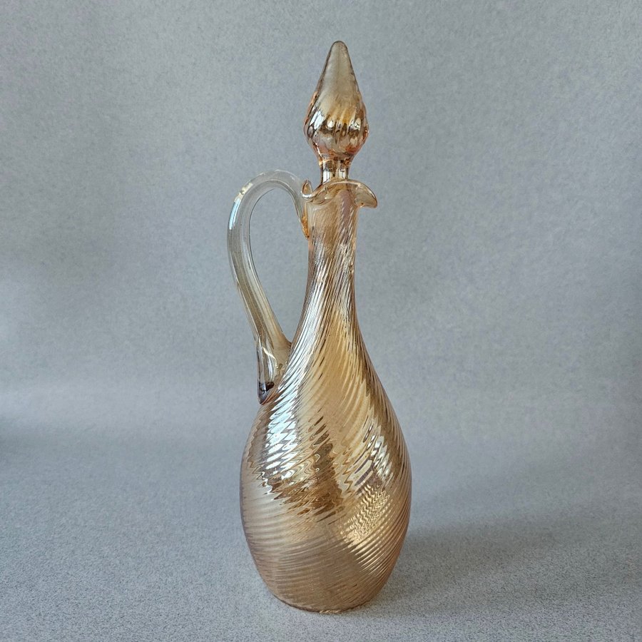 1940-tal Eda glasbruk lysterglas karaff kanna swirl glas vintage art deco