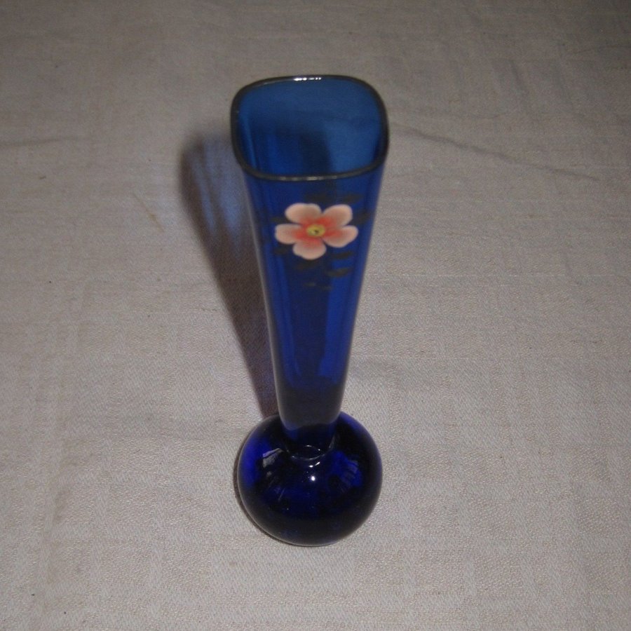 ORKIDEVAS i blått glas från EDA Glasbruk kulvas vas glasvas **Antik Retro