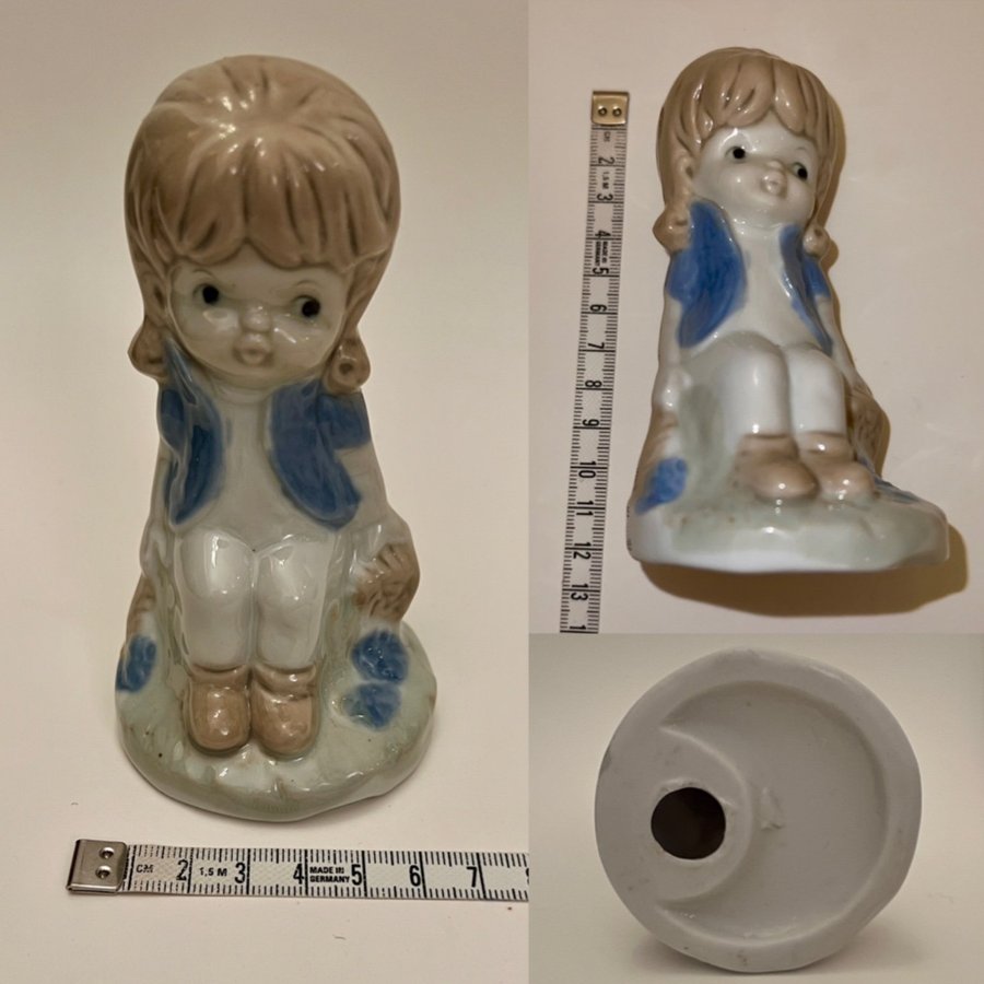 Antik porslinsfigur liten flicka samlarfigurin