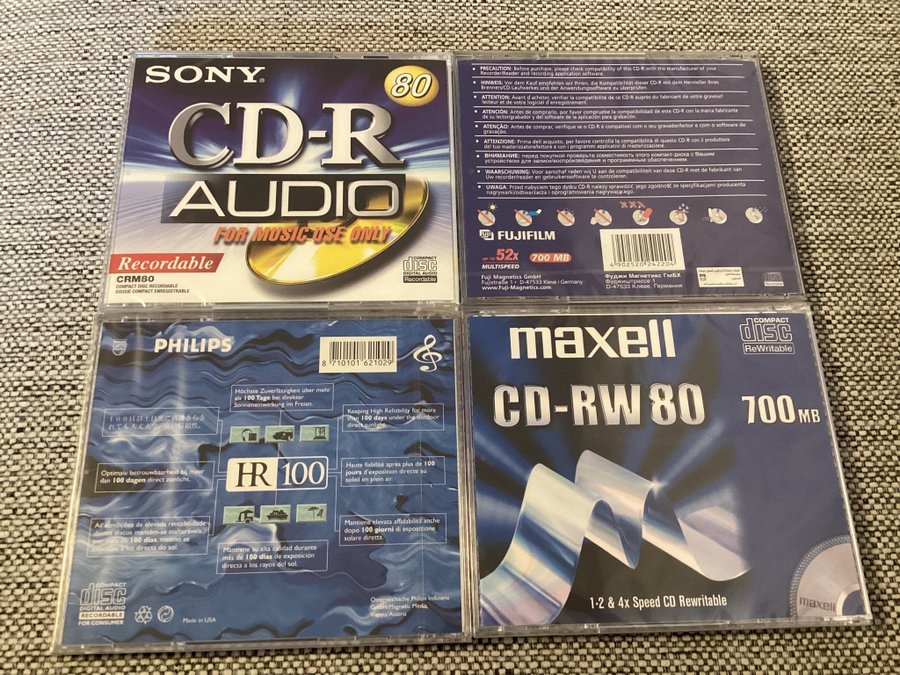 Blandade CD-R och CD-RW skivor | SONY | MAXELL | FUJI | PHILIPS