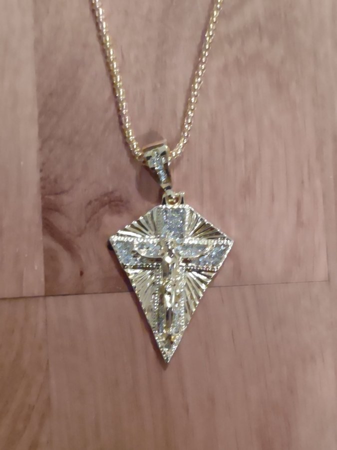 jesus kors halsband guldpläterade smycken kedja inte guld