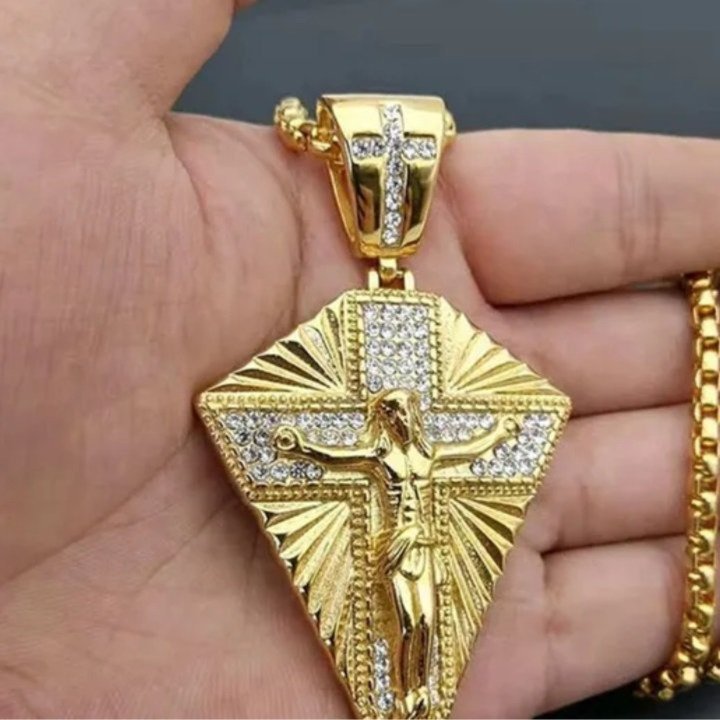 jesus kors halsband guldpläterade smycken kedja inte guld