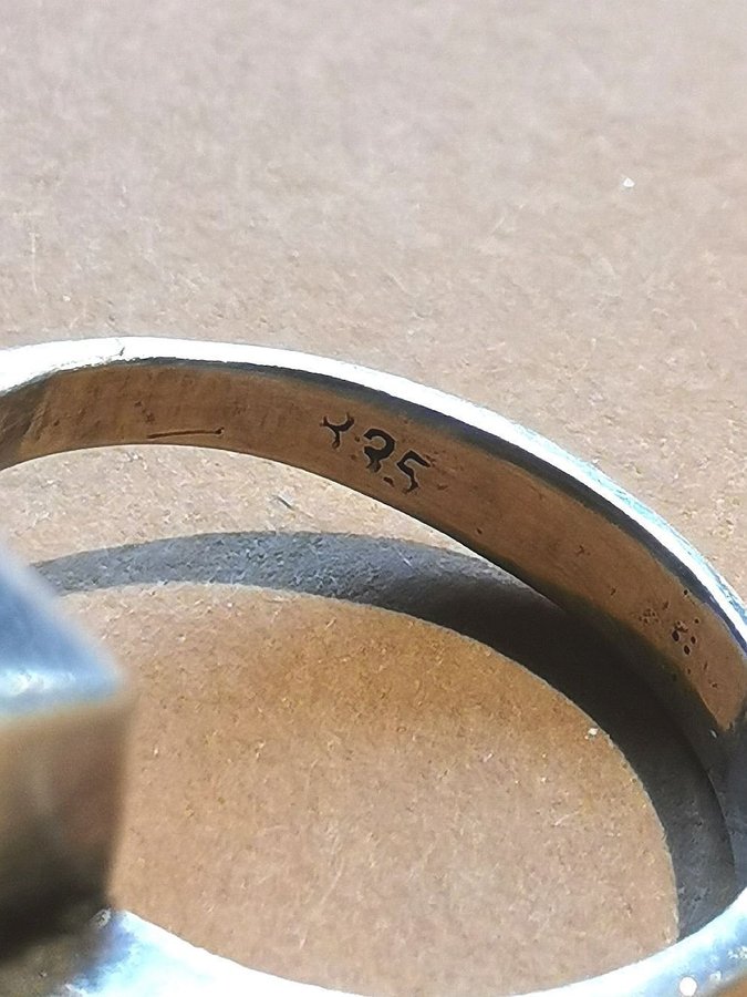 Silver ring stämplat Stort tigeröga Äldre Vintage Kattfott mm