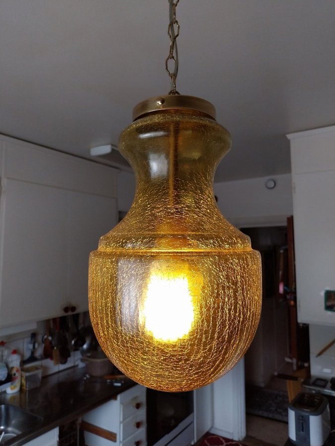 Taklampa glas och mässing retro