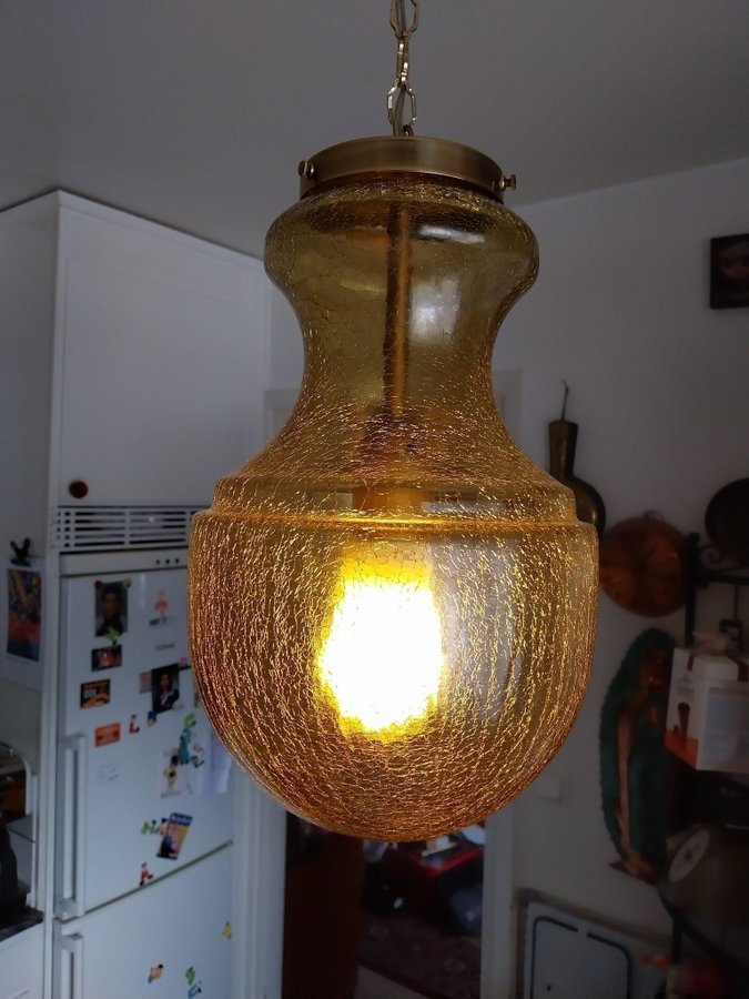 Taklampa glas och mässing retro