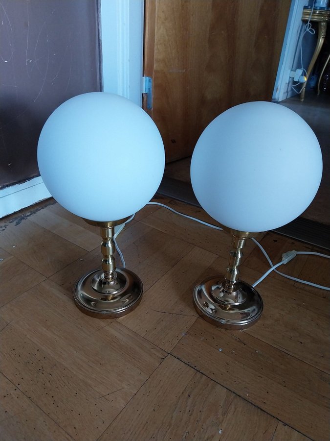 2s bordslampa glas och mässing retro