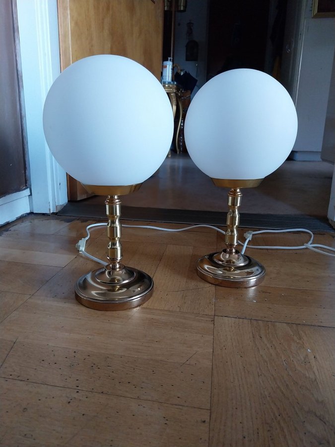 2s bordslampa glas och mässing retro