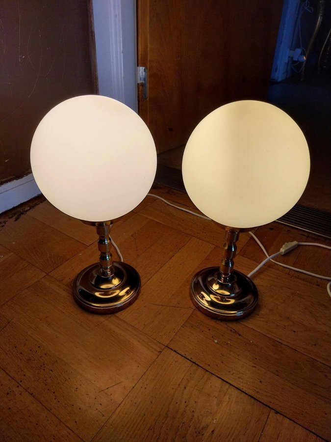 2s bordslampa glas och mässing retro