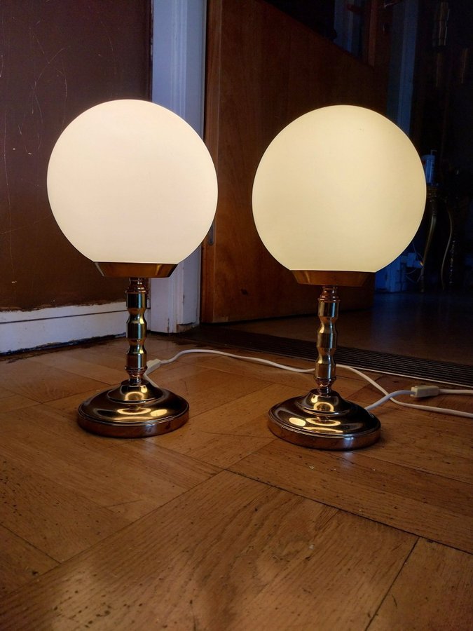 2s bordslampa glas och mässing retro