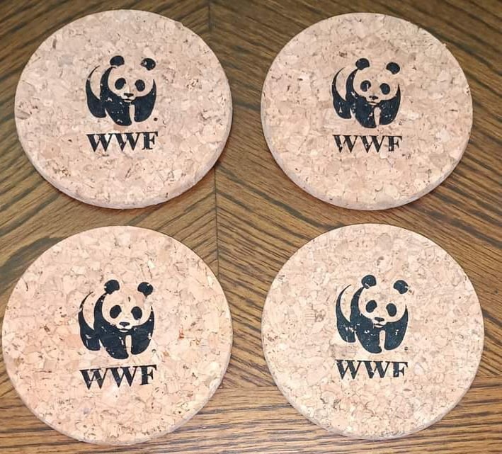 4 st glasunderlägg i kork - WWF Pandan