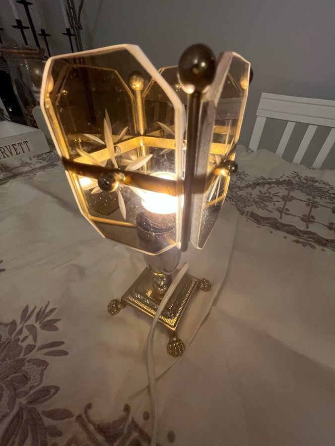 Retro Bordslampa mässing glas RAF 1377