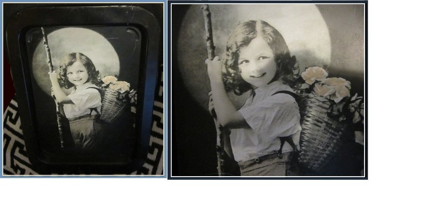 Rare Find! Vintage Shirley Temple serving tray-blackwhite-thin metal-38x257cm
