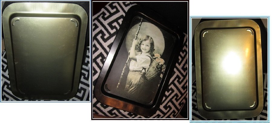 Rare Find! Vintage Shirley Temple serving tray-blackwhite-thin metal-38x257cm