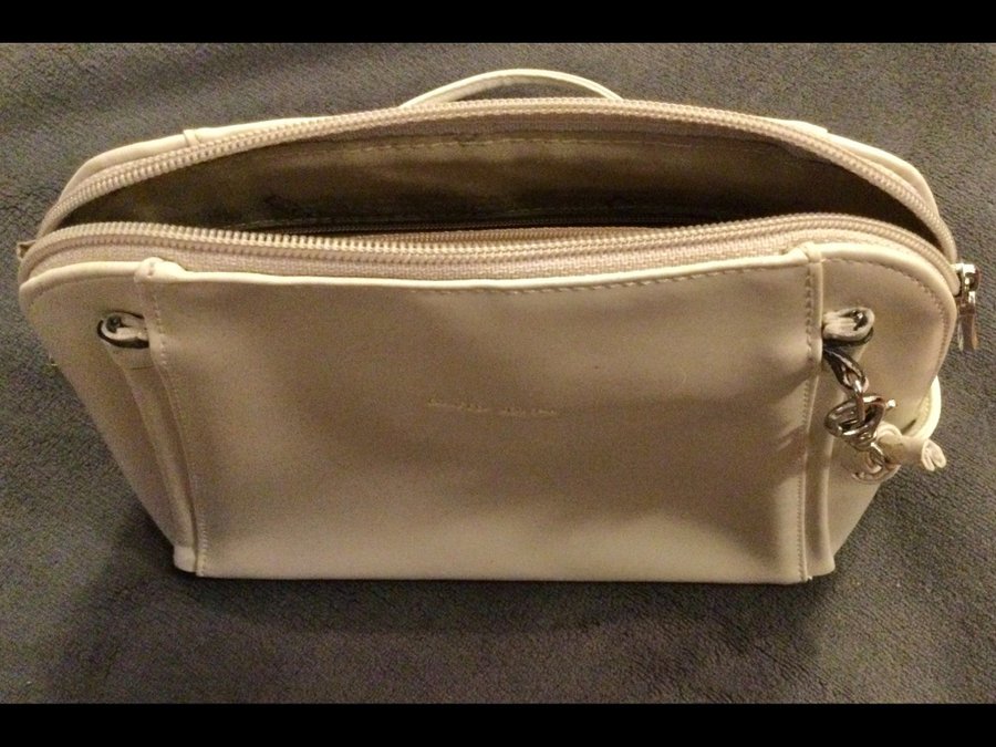 David Jones - Beige Lackad Handväska Retrostil 26 X 20 cm Fint Skick!