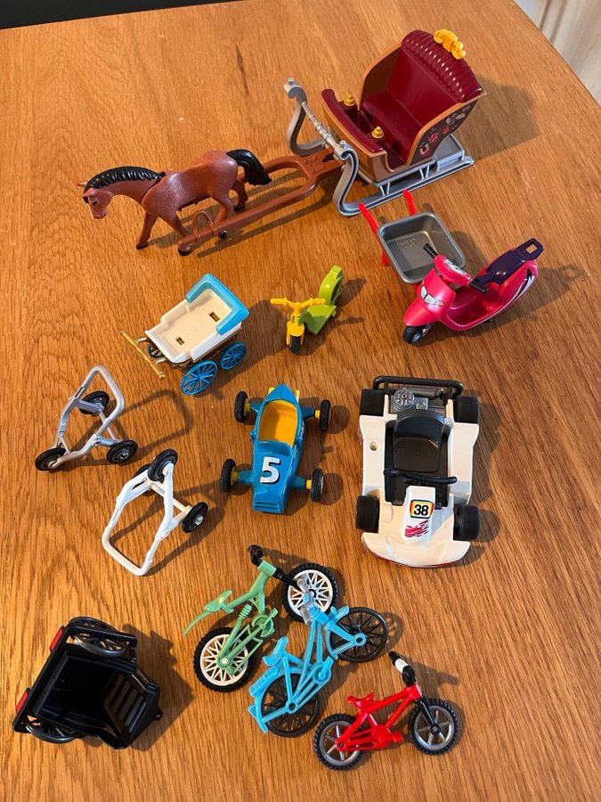 Playmobil fordon cykel häst mm utrop 1KR