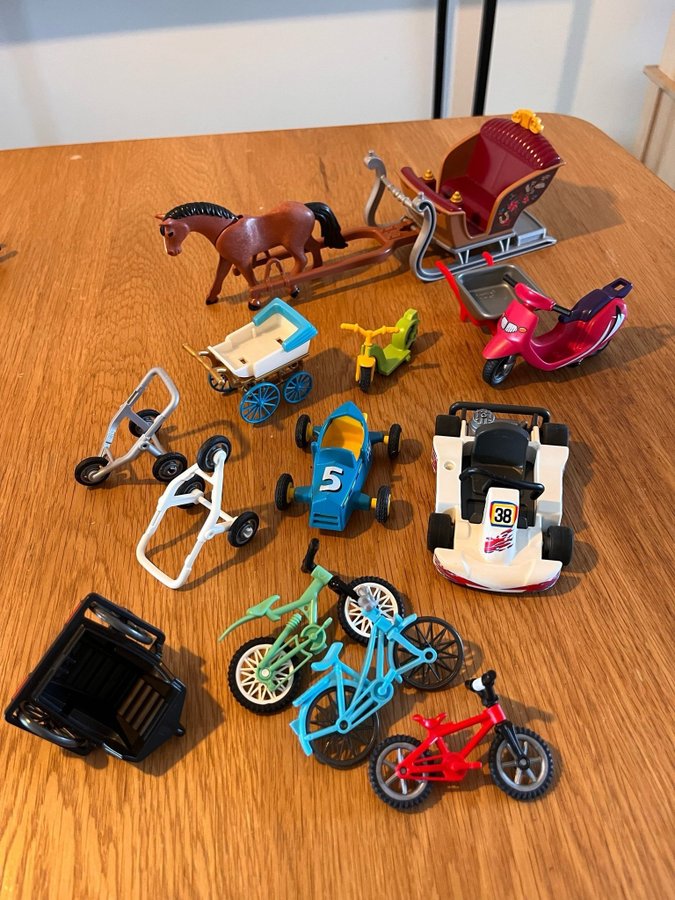 Playmobil fordon cykel häst mm utrop 1KR